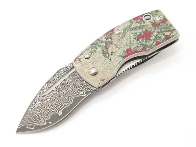 G. Sakai Seki Japan Ukimon Camellia Damascus Money Clip Folding Pocket Knife • $79.95