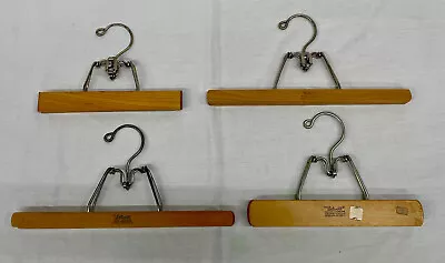 (4) Vintage Setwell Wooden Pants Hangers  - Clamp-Style - Made In USA • $17.95