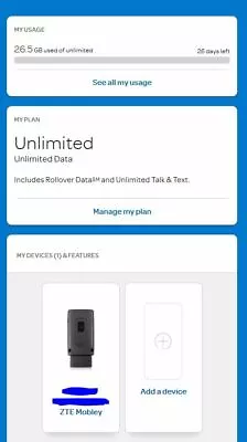 AT&T ATT Connected Car Unlimited Data Plan (ZTE Mobley) $60/mo - SIM Card Rent • $60