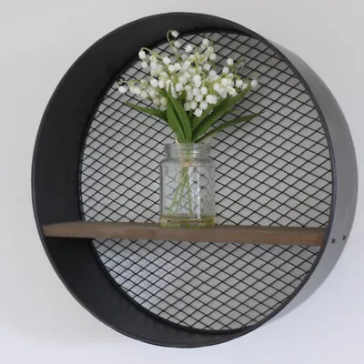 Wall-mounted Round Metal Shelf With Mesh • £46.99