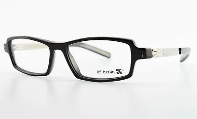 £231.92 • Buy IC! BERLIN Glasses Model Ferdinand Patented Square Eyeglasses Black Silver C2006