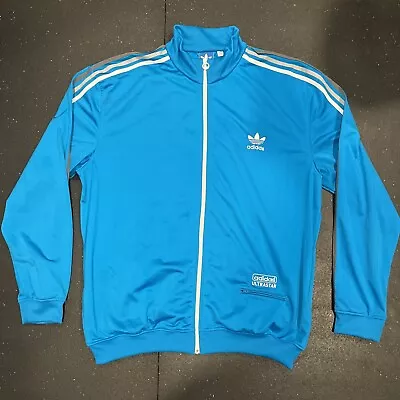 Men’s Vintage Adidas Ultra Star Blue Three Striped Full Zip Track Jacket 3XL • $64.99