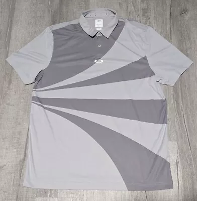 Oakley Golf Geometric Swing Men's Polo Gray Shirt Sz L Large • $14.99