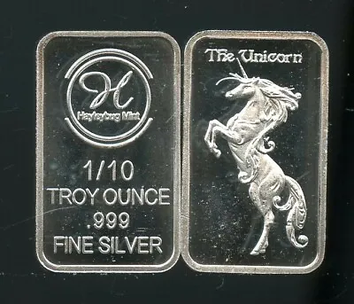 Hayleybug Mint Unicorn Fantasy & Myth Series 1/10th OZ .999 Fine Silver Bar • $14.99