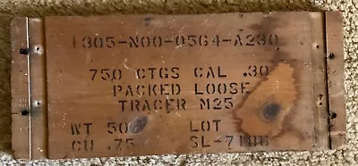 VINTAGE Tracer M25  Caliber  Cartridge  .30  WOODEN AMMO CRATE END PANEL • $14.98