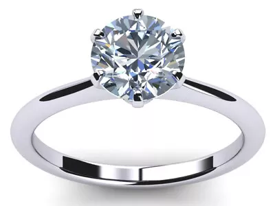 3.08 Ct Vvs1 : Ice G-H White Real Moissanite Diamond Solitaire 925 Silver Ring • £0.80