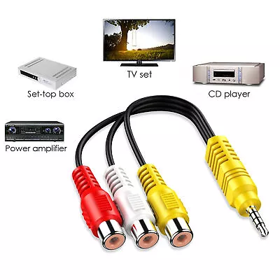 For TCL TV Video AV Adapter Cable Converter 3RCA To 3.5mm AV Input Adapter 23cm- • $5.93