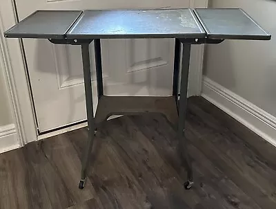 $119.99 • Buy Vintage Metal Typewriter Folding Table Stand With Wheels Rolling Office Cart