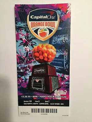 Orange Bowl 2019 Florida Vs Virginia  December 30 2019 Ticket Stub • $9.90