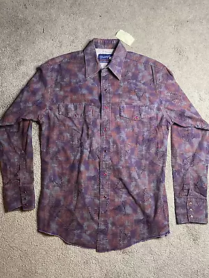 Vintage Wrangler Brushpopper Shirt 15.5x34 Western Button Rodeo Men's M • $34