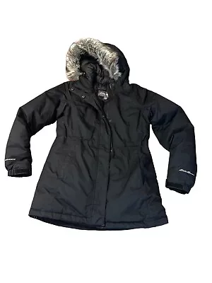 Eddie Bauer Women's Small Black Weatheredge Superior Stadium Down Coat Parka • $61.60