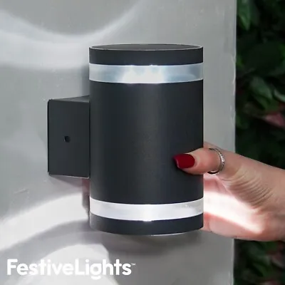 Solar Stainless Steel Anthracite LED Welcome Outdoor Wall Security Light | House • £22.99