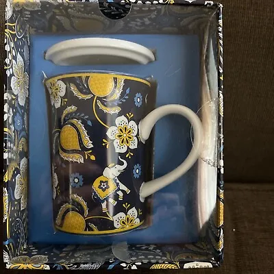 Vera Bradley Porcelain Mug With Cover / Lid ELLIE BLUE • $7.99