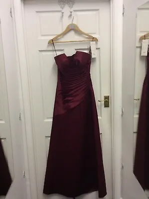 Tiffanys Barbara Size 2 Long Dress Evening Dress Bridesmaids Prom Burgundy BNWT • £29.99
