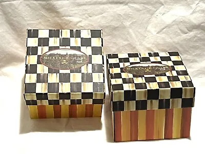 2 Mackenzie Childs Empty Gift Box Courtly Check 5.25”x5.25 X3.25” W/Tissue Paper • $14.95