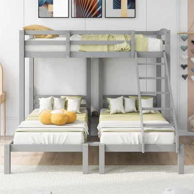 £365.99 • Buy Bunk Beds Triple 3ft Single Bed Pine Wood Kids Sleeper Children Bed Frame Grey