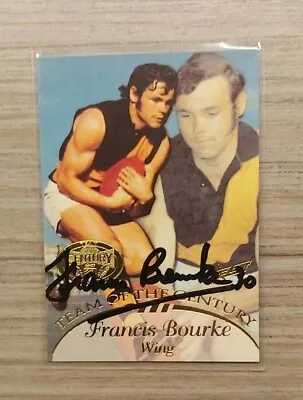 $110 • Buy Richmond Tigers Francis Bourke Signed Card 1996 Hall Of Fame Team Of The Century