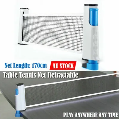 Retractable Table Tennis Net Portable Ping Pong Replacement 170cm  Net Rack AU • $16.79