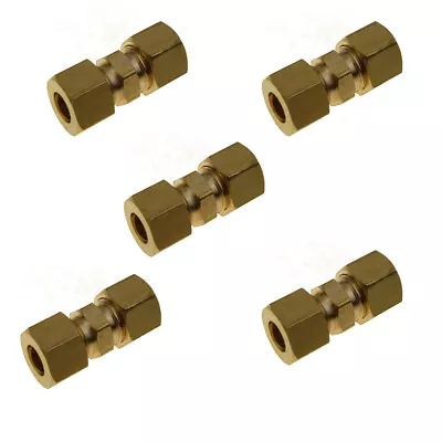 5 Pcs Brass Compression Fitting Union Connector 5/16  Tube OD X 5/16  Tube OD • $13.99