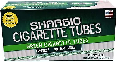 Shargio Menthol Green 100s 100 Mm Cigarette Filter Tubes - 4 Boxes (1000 Tubes) • $24.25