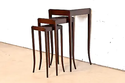 Barbara Barry For Baker Furniture Mahogany Nesting Tables Set Of Three • $2295