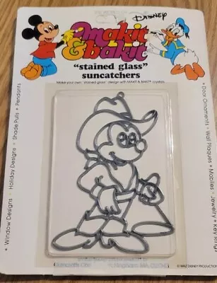 VTG Makit Bakit World Of Disney Stained Glass Suncatcher  COWBOY MICKEY MOUSE  • $12.99