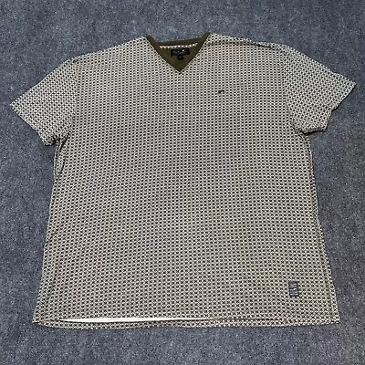 A Tiziano Shirt Mens 6X Olive Green Cotton V-Neck Short Sleeve Casual • $34.99