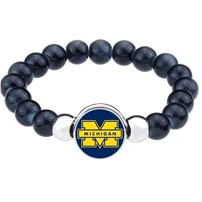 Michigan Wolverines Womens Mens Black Bead Chain Bracelet Gift D1 • $19.97
