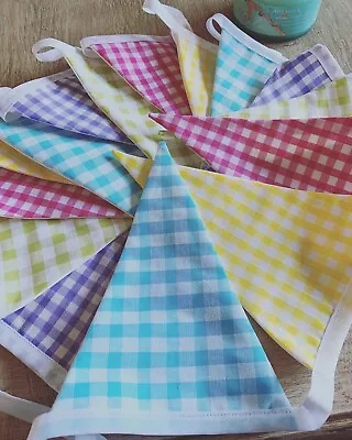 Summer Pastel Gingham Indoor/Outdoor Garden Party Bunting • £6.50