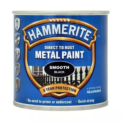 Hammerite Metal Paint Smooth Black 250ml • £7.48