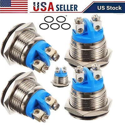 5pcs 12mm Starter Switch / Boat Horn Momentary Push Button Stainless Steel Metal • $10.95