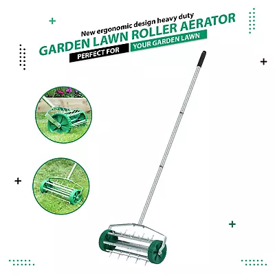 Gardening Lawn Aerator Grass Roller Adjustable To 3 Levels Telescopic Handle • £23.85