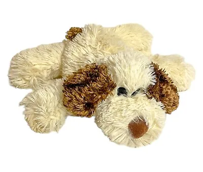 Puppy Stuffed Animal Plush Laying Flat Floppy Cream Brown Minky Shaggy Fur 7inch • $10.26