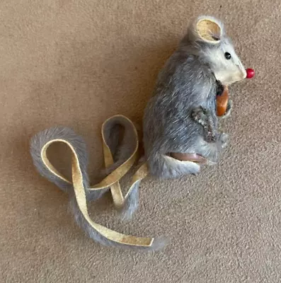 Vintage Original Fur Animal Mouse Made In West Germany Gray Cheese Miniature Toy • $42.50