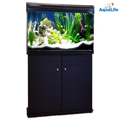$149 • Buy Aquarium Fish Tank Black Cabinet Stand Filter Pump LED Light 10L 35L 70L 100L