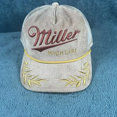 Miller High Life Beer Rope Trucker Snapback Rope Hat Cap Vintage 80’s Brown Mesh • $49.99