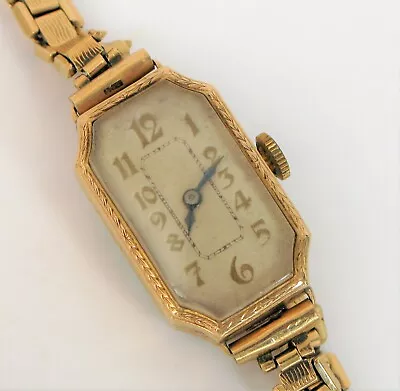 Antique Ladies Rolex Marconi Art Deco 9k Yellow Gold Wrist Watch Running Well • $1995