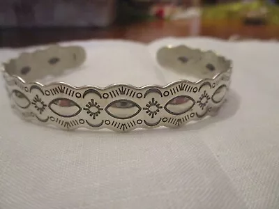 Vintage Shube Sterling Silver Native American Stamped Cuff 6 1/2  Adjustable • $39.99