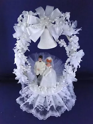 New Vintage Elegant Wedding Cake Topper Bride & Groom With Floral Back  #126 • $35