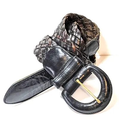 Coach Belt Leather Braided Mens Vintage Large Black 32-34  • $20.10