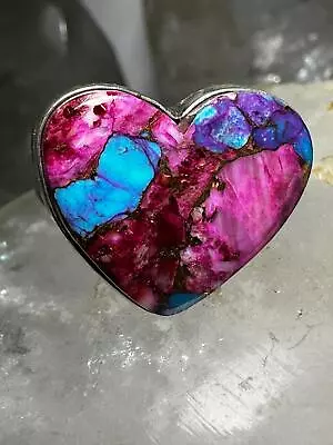 Heart Ring Mohave Turquoise Love Valentine Size 8 Adj Sterling Silver Women • $85