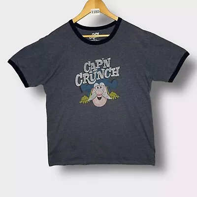 Vintage Captain CAP'N CRUNCH Cereal Logo Men's Blue Retro Graphic Tee T-Shirt XL • $9.90