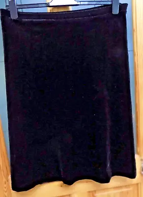 LADIES Black Velvet Stretch Skirt Size 18 A Line 27ins Length VILLAGES FREEPOST • £7.99