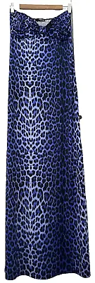 Jane Norman.  Blue Animal Print Stretchy Strapless Maxi Dress. Size 14 • £19.99