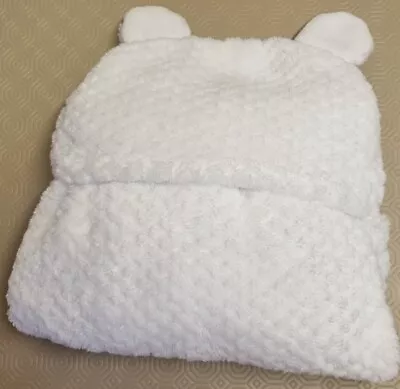 George Baby Pure White Hooded Snuggle Fleece Wrap Blanket • £6