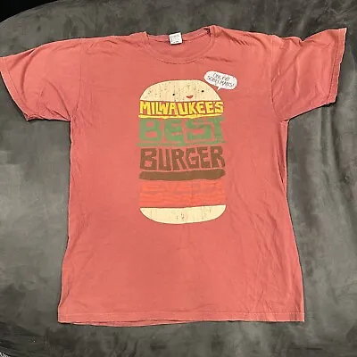 Milwaukees Best Burgers Sobelmans Sz L Diner Ring Spun Cotton T-shirt 1D12 • $12.95