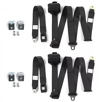 Ford Mustang 1967 - 1970  Standard 3pt Black Retractable Bucket Seat Belt Kit W/ • $216.99