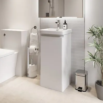 £153.99 • Buy Bathroom Cloakroom Vanity Unit Wash Basin Cabinet Cupboard Storage White 400mm