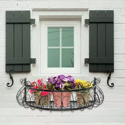 Wall-Mounted Black Metal Indoor Plant Box Basket W/ Scrollwork Design • $69.99