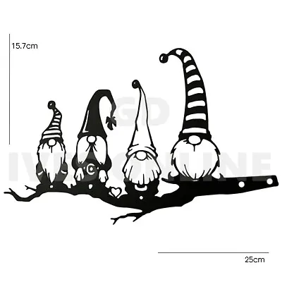 Metal Wall Art Decor Gonk Gnome Garden Decoration  Outdoor Silhouette Sculpture • £11.99